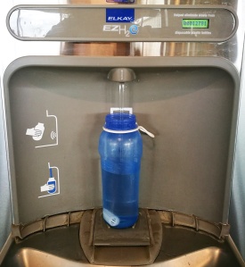 refilling water bottle in Auckland airport